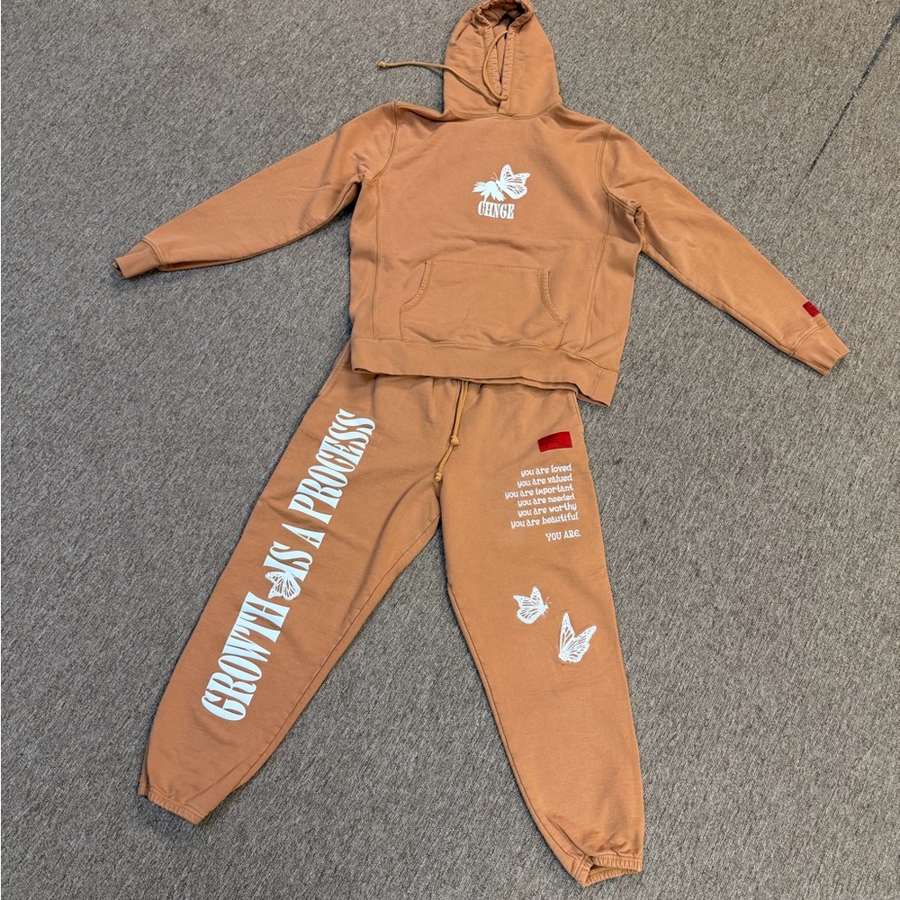 CHNGE orange Hoodie with White Text